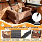Dog Car Seat for Medium/Large Dogs up to 60LBS Memory Foam Dog Booster Seat | with Thick Cushion, Pet Car Seat for Back with Detachable Washable Cover, Storage Pockets for SUV, Pick Up, Trunk, Brown - Image 3