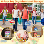 Tesuko 6 Pack Clear Toy Storage Bag with Name Tag& Manual Pocket, Waterproof Transparent PVC Toy Organizer Case for Lego Bricks, Board Games, Building Blocks, Puzzles (Large Capacity, Colorful) - Image 8