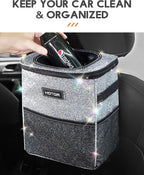 HOTOR Car Trash Can, Compact Waterproof Organizer, Leak-Proof Bin, 2-Gallon | Sparkle White, Multifunctional Car Accessory with Adjustable Straps & Magnetic Snaps for Interior Car Storage - Image 2