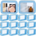 Hsei 12 Pcs Clear Makeup Bags Diaper Bag Organizer Travel Toiletry Bags with Zipper Clear Cosmetic Organizer Car Storage Pouch Bridesmaid Gift for Women Beach Vacation (Blue) by Hsei