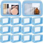 Hsei 12 Pcs Clear Makeup Bags Diaper Bag Organizer Travel Toiletry Bags with Zipper Clear Cosmetic Organizer Car Storage Pouch Bridesmaid Gift for Women Beach Vacation (Blue) by Hsei