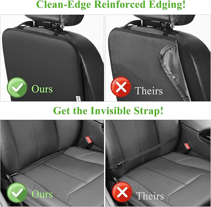 Meolsaek Kick Mats Back Seat Protector, Waterproof Oxford Seat Back Protector, Car Seat Back Protector for Kids, Back of Seat Protector for Kids Feet Car Seat (Black A -2pc) - Image 5