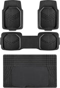 Amazon Basics 4-Piece Heavy Duty Anti-Slip PVC Floor Mats with Cargo Liner, Waterproof Trim To Fit Car Mats, Easy to Clean, Black by AmazonBasics