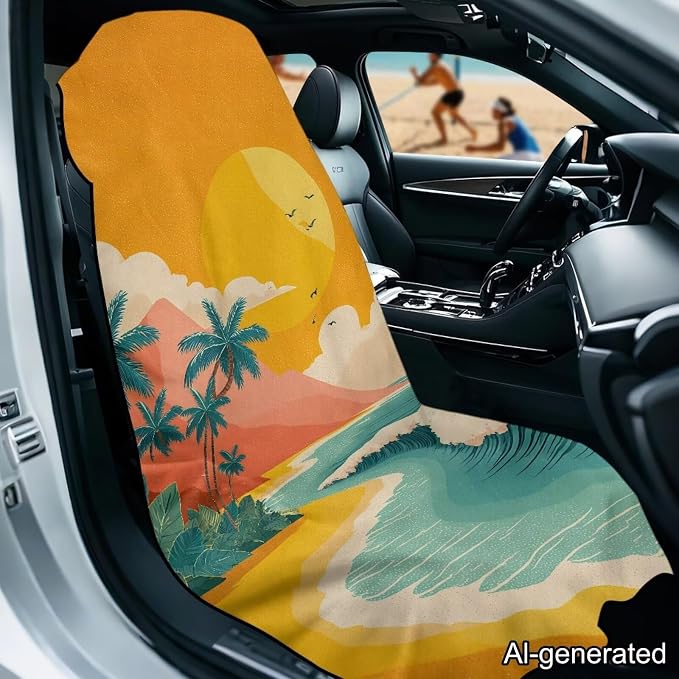 Horeset Coconut Tree Beach Towel Car Seat Cover Sweat Proof Automotive Seat Protector Universal Fit for Car Seat, Yoga, Travel, Multi-Use for SUV Truck Sedan - Image 9