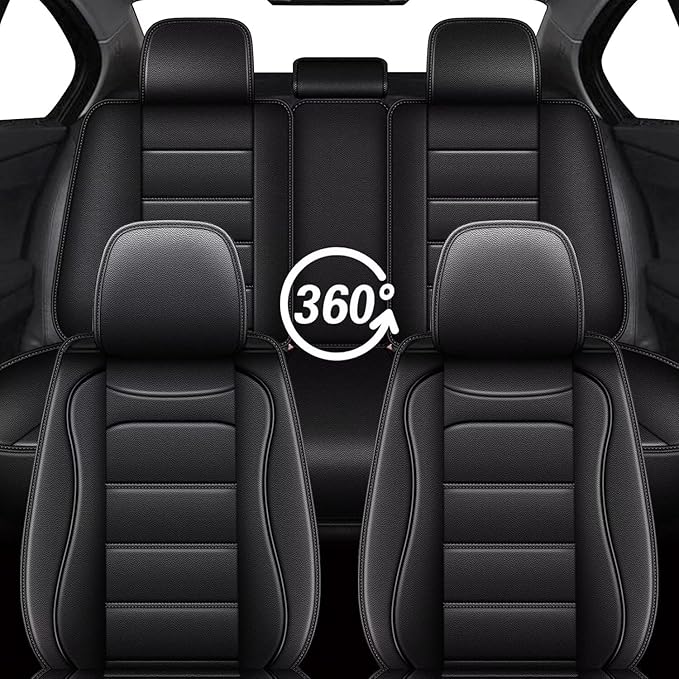 IKABEVEM Car Seat Covers 5 Seats for GMC Canyon 2015-2025 2026, Full Set Leather Car Seat Covers, Vehicle Seat Protector Seat Cushion Auto Accessories (Black) - Image 7