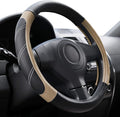 Elantrip Steering Wheel Cover Leather 15 1/2 to 16 inch Universal Large Soft Grip Breathable for Car Truck SUV Jeep Anti Slip Beige by Elantrip