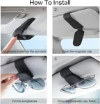 Sunglass Holder for Car Sun Visor, Magnetic Eyeglass Hanger Clip for Car Visor, Leather Car Glasses Mount, Car Interior Visor Accessories (Grey-1Pcs) - Image 6
