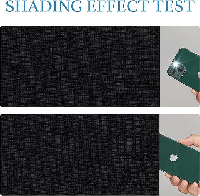 RYB HOME 100% Blackout Door Curtains, Linen Textured Privacy Shades for Classroom French/Nana Door Entrance Way, W 26 x L 69 inches, Textured Black, 1 Panel - Image 5