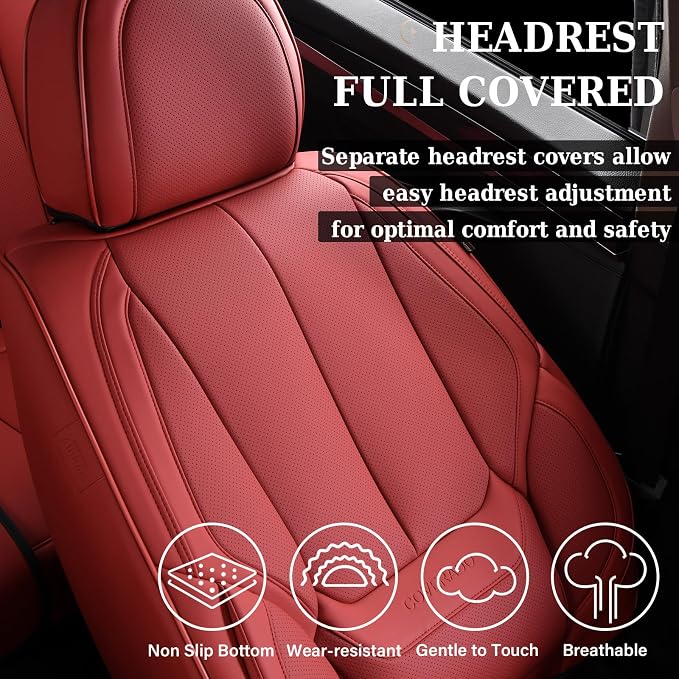 Coverado Car Seat Covers, Seat Covers for Cars, Waterproof Leather Auto Seat Protectors, Leather Car Seat Cushion, Car Interiors Accessories Universal Fit for Most Cars - Image 3