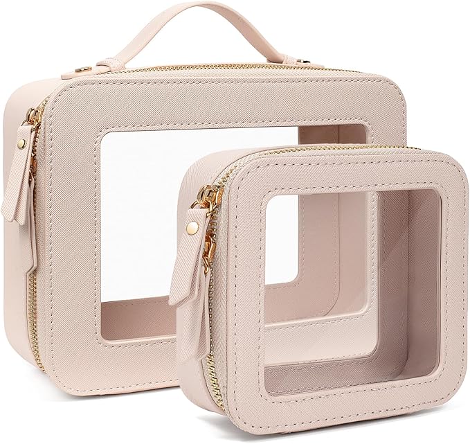 Travel Clear Makeup Bag Set, TSA Approved Cosmetic Bag Case with Zipper Portable Makeup Pouch Toiletry Bag Traveling Cosmetic Organizer Storage Bag Car Organizer Car Essentials by FFpaw