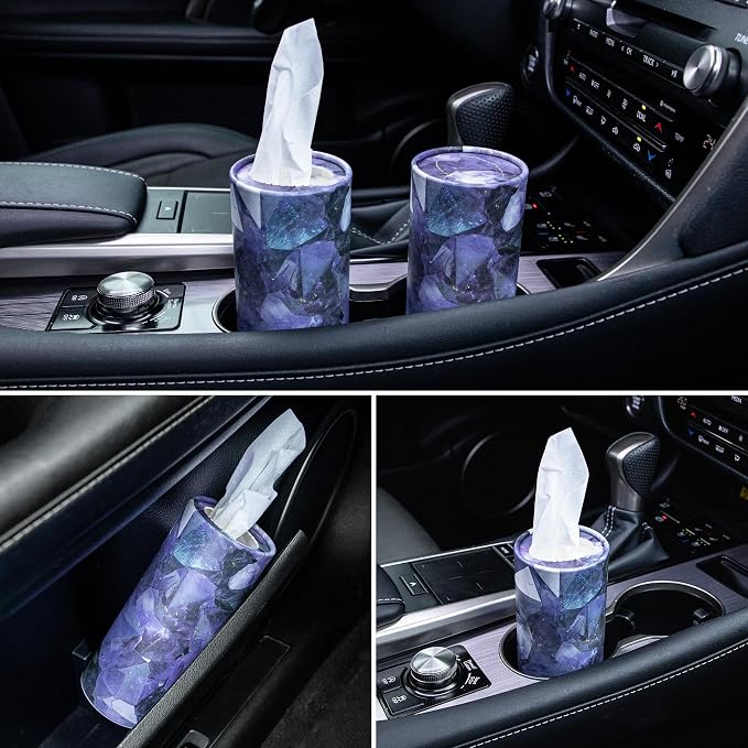 SINGARO Car Tissue Holder, 4 Pack Car Cup Holder Facial Tissues with Travel Tissue Bag, Quick and Convenient Flower Combination Box(4 Canisters/200 Tissues) Purple - Image 5