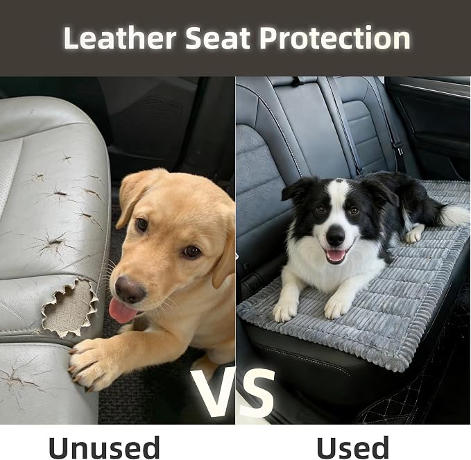 Soft Plush Dog Car Seat Cover & Sofa Protector, Non-Slip Mat (23.6''×70'') | Ailidso Soft plush travel seat protector for backseat or sofa. Non-slip bottom, machine washable, includes storage bag (Grey) - Image 5