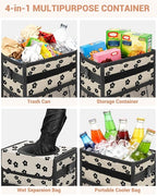 Capolo Car Trash Can with Lid, Leakproof Car Garbage Can Car Trash Bag | Waterproof, Trash Can for Car, 3 Mesh Pockets, Mini Hanging Vehicle Car Trash Bin, for Back/Front Seat (Black Flower,2.5 Gal) - Image 5