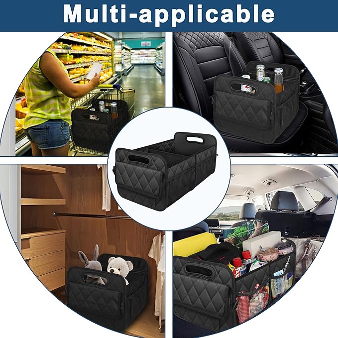 Deosk Car Trunk Organizer and Storage with Reinforced Handles, Waterproof Polyester Trunk Organizer for SUV, Minivan, Truck (Large, Black) - Image 6