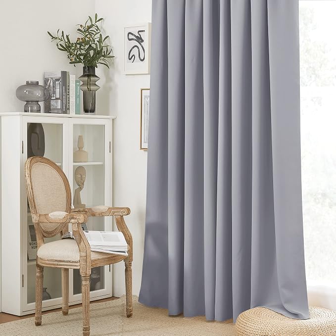 RYB HOME Short Blackout Curtains for Bedroom, Room Darkening, Rod Pocket | Thermal Insulated,Summer Heat Light UV Blocking,Triple-weave Fabric,Nursery Kitchen Bathroom,W42 x L48,Silver Grey,2 Panels - Image 6