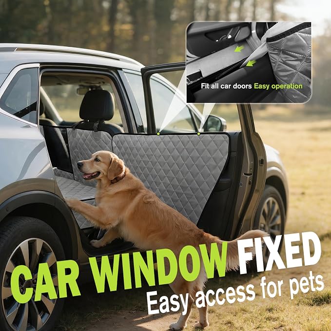 Pecute Dog Car Seat Cover for Back Seat 53.54 * 23.62 in, Car Window Fixing for Maximum Car Protection, Leather Fabric Back Seat Extender for Dogs, Waterproof & Scratch-Resistant, Support to 330 lbs - Image 2