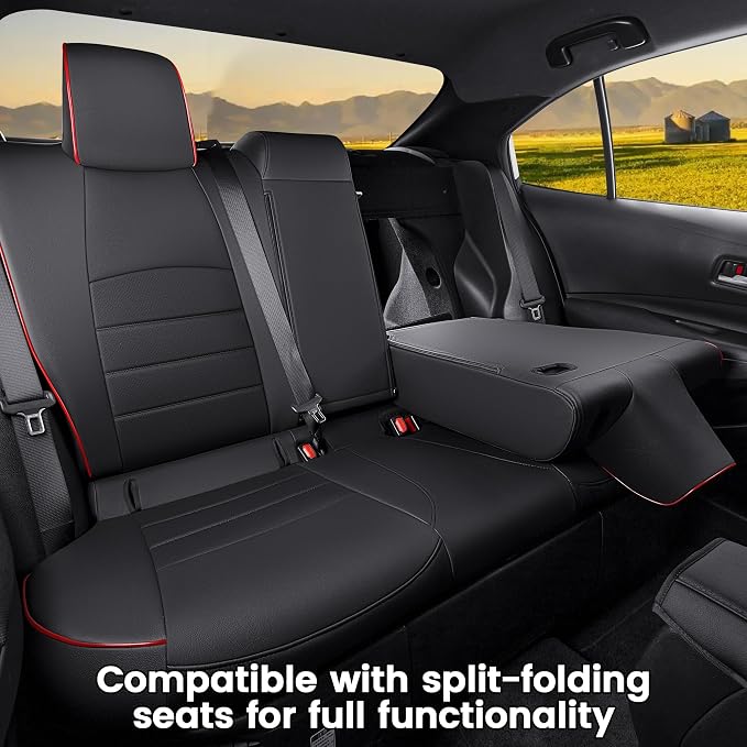 HKZ Customized Special seat Cover for Toyota Corolla (Black with Red Trim, 2020-2022 Corolla XSE) - Image 3