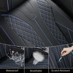 FLORICH Leather Seat Covers for Cars, Car Seat Cover Full Set Luxury Faux Leather Waterproof Seat Cover Full Coverage Seat Protector Universal Fit for Most Cars SUV Trucks, Black&Blue Line - Image 6