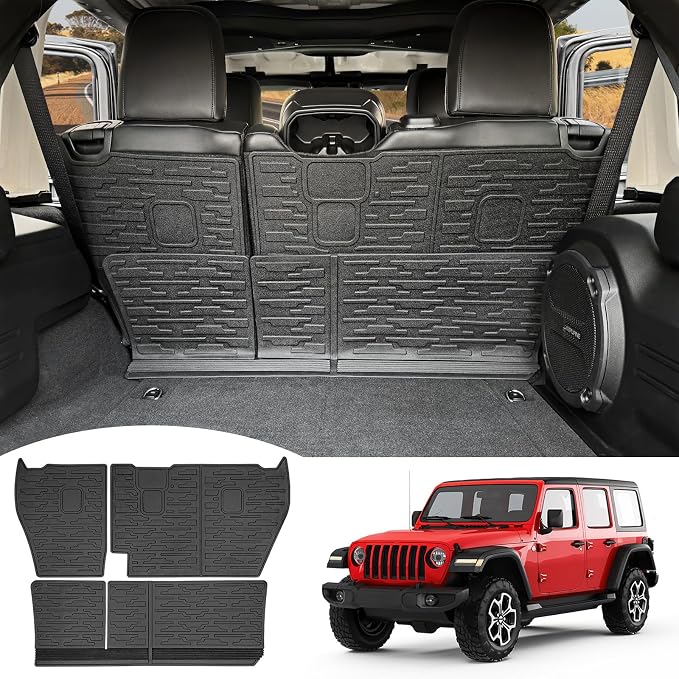 Seat Back Cover Compatible with 2018-2025 Jeep Wrangler JL Unlimited 4 Door 4X4, Cargo Mat All-Weather Protection Cargo Liner Rear Trunk Liner for 2024 Jeep Wrangler JL/JLU Accessories by Utiiy