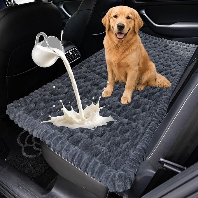 Dog Car Seat Waterproof Bed Cover Back Seat Grey 23.6”x51” | Nonslip Soft Comfortabl Pet Bed Mat Car Blanket for Travel Backseat Extender Seat Covers Dog Bed for Cars Trucks and SUVs by CoSofSLIP