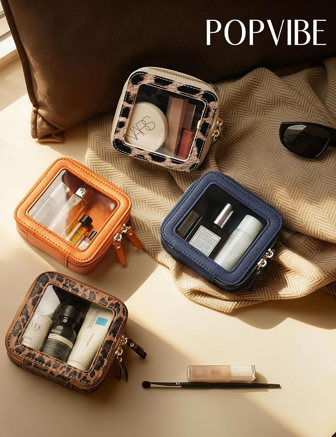 Clear Makeup Bag with Zipper Small Travel Cosmetic Case Navy Blue Mini Pouch for Purse Accessories Car Storgae Essentials Bag Purse Pouch Organizer Compact Small Clear Toiletry Bag for Traveling - Image 9