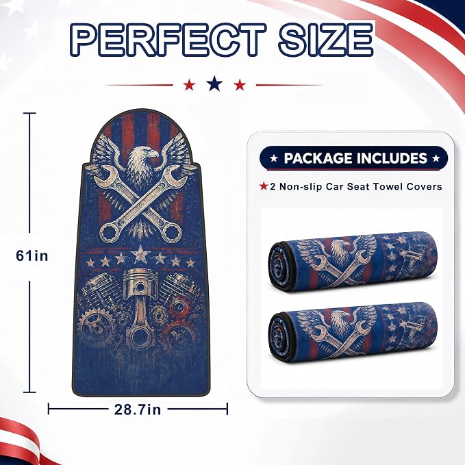 Car Seat Towel Cover 2 Pack for Front Seats, Sweat Absorbent Car Seat Protector with Non-Slip Backing, Waterproof Towel Car Seat Covers for Runners, Gym, Swimming, Beach, Eagle Gear - Image 7