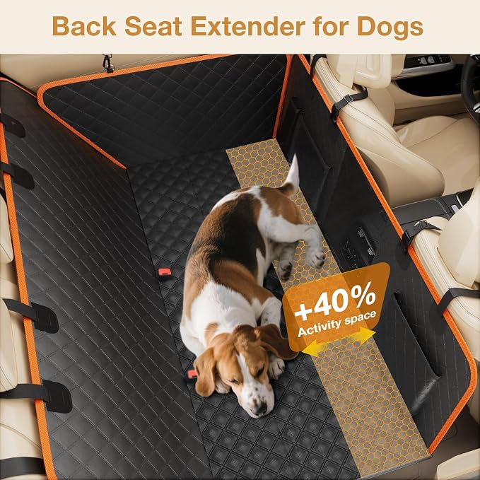 Pecute Dog Car Seat Cover for Back Seat, Back Seat Extender for Dogs 52 * 24.4in, Foldable in The Car, Hard PVC Panels Bottom Support to 330 lbs, for Cars/Mid-Size SUV/Small Truck - Image 3