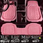 CAR PASS DeepDish Pink Floor Mats for Cars Full Set,Heavy Duty Rubber Car Mats 3-Piece,Universal Waterproof Trim-to Fit Automotive Floor Mats for Truck Van SUV, Durable All-Weather Car Mats (Pink) - Image 3