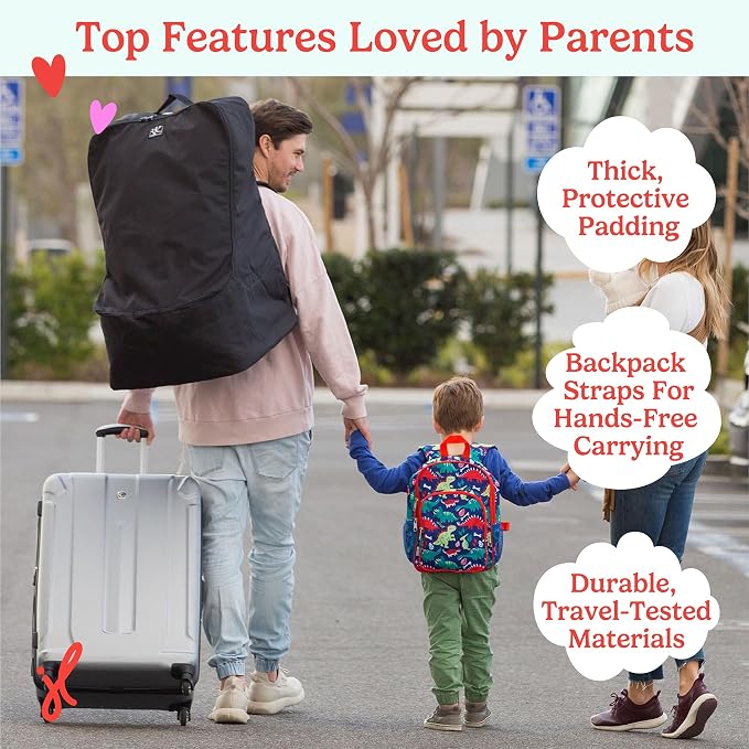 J.L. Childress Padded Backpack Car Seat Travel Bag - Ultimate, Black | Properly protects & fits most infant carriers, car seats & boosters for gate or baggage check to make airport days easier - Image 2