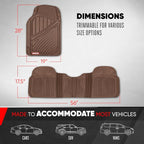 Motor Trend FlexTough Performance All Weather Rubber Car Floor Mats - 3 Piece Floor Mats Automotive Liners for Cars Truck SUV, Heavy-Duty Waterproof (Brown) - Image 5