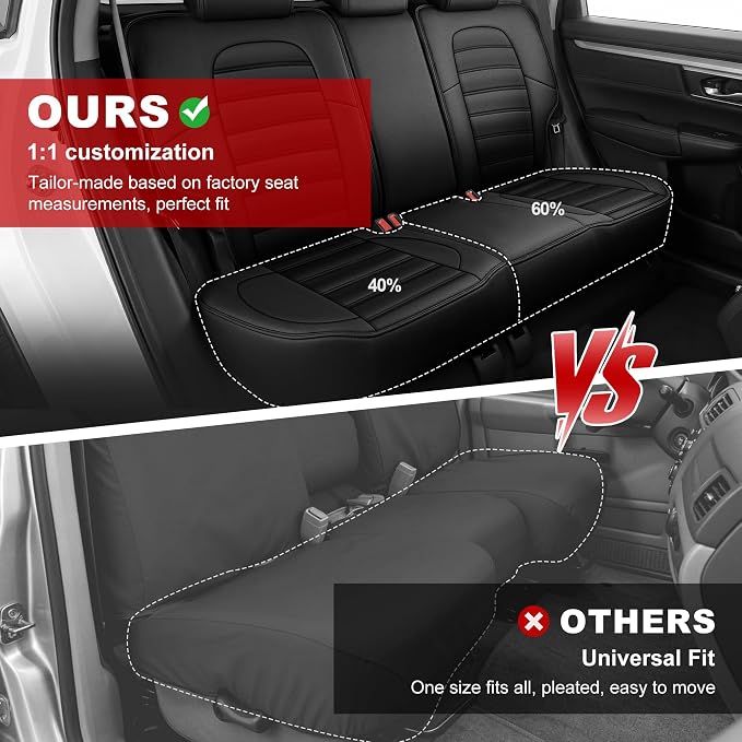 TTX LIGHTING Custom Fit Seat Covers for Honda CR-V 2017-2022 | Original Seat Pattern Faux Leather Waterproof Full Set for 2-Row 5-Seater, Airbag Compatible - Image 4