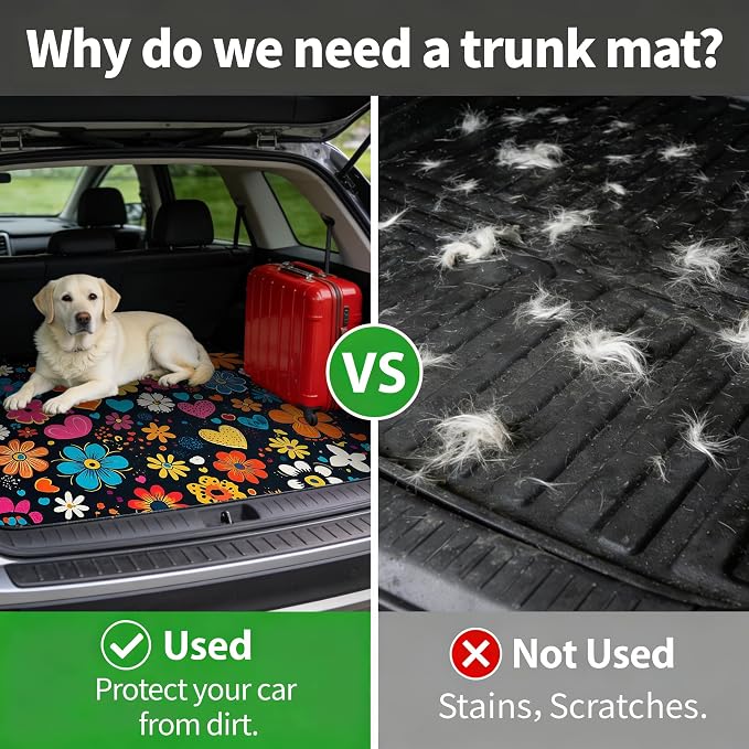 Car Trunk Mat - Universal Size 29" x 39", Floral Pattern Cargo Liner | Car Accessory for SUVs/Sedan/Wagons, Durable Protective Mat, Trunk Liner for Families/Travel Enthusiasts - Image 4