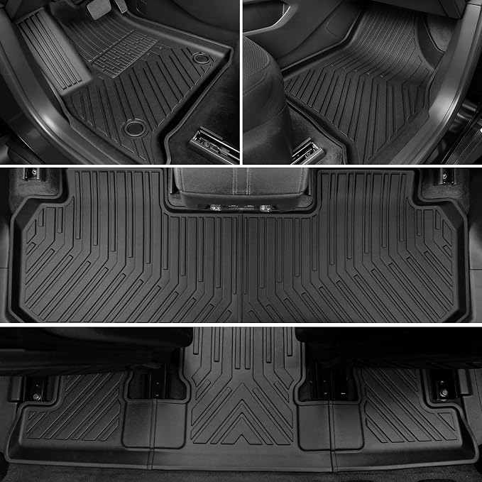 Floor Mats for 2018-2023 Chevy Traverse 7-Seat Accessories | Full-Coverage Set with Cargo Liner & Backrest Protector, Odorless & Durable, All-Weather Protection, 3D Laser Fit - Image 3