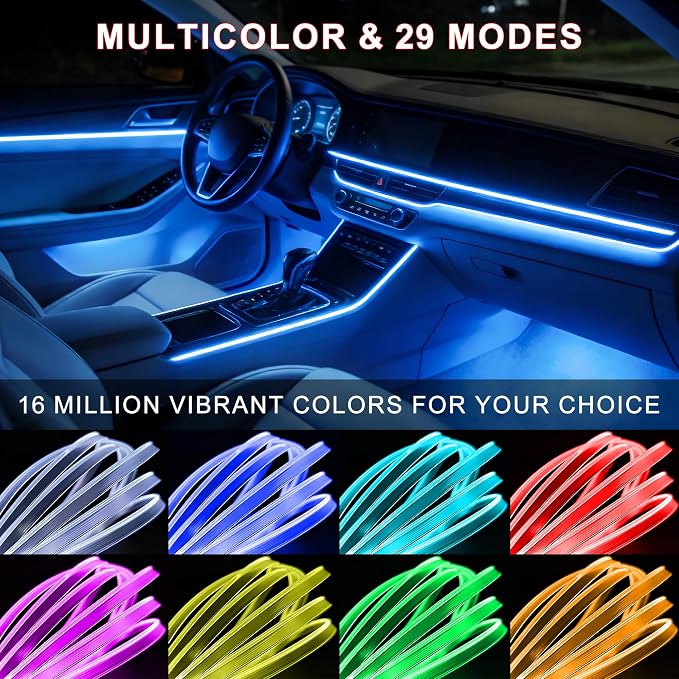 Interior Car LED Lights, 5 in 1 RGB Ambient Lighting Kit with 236" Fiber Optic, 16 Million Colors, APP Control, Music Sync Car Neon Lights for Cars, Trucks, SUVs - Image 5