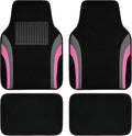 CAR PASS Leather Sporty Car Floor Mats Carpet, Universal Waterproof Automotive Floor Mat Fit for Sedans, Cars, Mid Trucks, Vans, SUV, Set of 4 (Black and Pink) by CARPASS