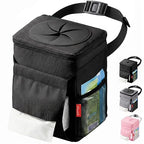 Lifewit Car Trash Can with Lid, Garbage Bag Hanging, Trash Bin, 2 Gallon | Leakproof, Waterproof, Tissue Holder, Adjustable Straps, Magnetic Snaps, Automotive Interior Accessories, Black by Lifewit