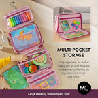 Kids Travel Organizer – Multi-Compartment, Water-Resistant Hanging Bag for Toys, Snacks, & Activities - Compact, Lightweight Design with Hook & Carry Handle - Perfect for Travel Use (Pink, Small) - Image 4