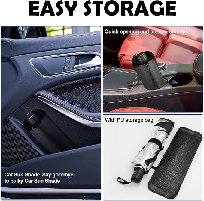 Riakrum Patriotic Eagle American Flag Car Windshield Sun Shade Umbrella Foldable UV Ray Windshield Sun Shade Car Front Window Sunshade Keep Vehicle Cool Heat Reflector, Fit Various Size - Image 6