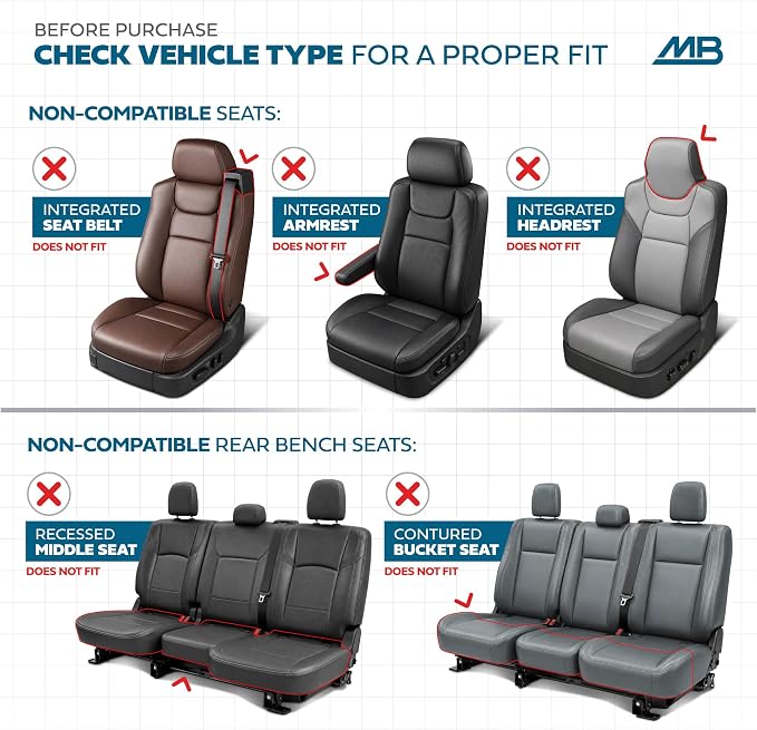 MotorBox Cabin King Crimson Trail Leather Seat Covers for Trucks & Cars | Black and Red Full Set Car Seat Covers, Waterproof Leather Seat Covers, Car Accessories, Seat Protector, Universal Fit - Image 2