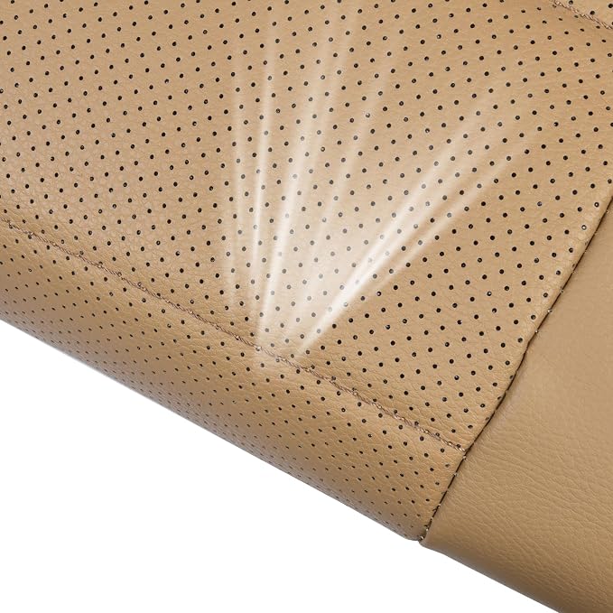 CAR PASS Piping Leather Seat Cover,Universal FIT with Composite Sponge Inside,Airbag Compatible and Reserved Opening Holes,Inside zipper for Cars,Sedan,SUV,Truck(Full Set,Beige with Tan Piping-Stripe) - Image 8