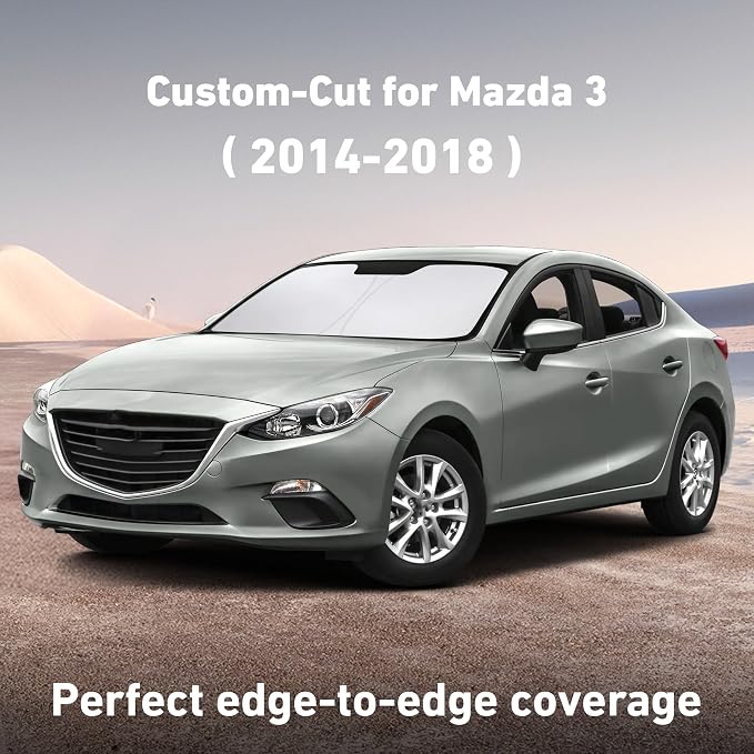 EcoNour Windshield Sunshade Compatible for Mazda 3 2014-2016 2017 2018 | Sun Visor for Front Windshield & Window Sun Shade Cover, UV Heat Blocker & Protector, Car Accessories - Image 2