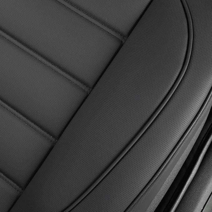 2 Pack Leather Front Car Seat Covers,Bottom Seat Covers for Cars,Driver Car Seat Cover,Luxury Seat Protectors,Waterproof,Full Wrap,for Most Vehicles,Sedan,Truck,SUV(Black) - Image 7