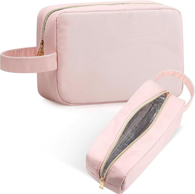 Kacctyen Insulated Makeup Bag for Car Women Cosmetics Bag Heat-resistant Travel Makeup Organizer Waterproof Skincare Case from Melting Freezing Winter Valentines Gift for Women(Medium,Portable,Pink) by Kacctyen
