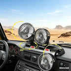 USB 3-Head Car Cooling Fan, 360° Rotation Dashboard Fan with 2 Speeds, Portable Air Cooler for SUV RV Truck Sedan Office Desk, 5V USB Powered for Power Bank Laptop - Image 8