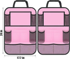 Backseat Car Organizer w/ 10 Storage Pockets, 11" Tablet Holder, 2 PCS Pink | Car Organizers and Storage Kick Mats Back Seat Protector w/ Touch Screen Tablet Holder for Kids Toddlers, Travel Accessories - Image 5
