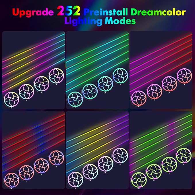 Dreamcolor Acrylic Car Interior Lights 22 in 1 RGB LED Strip Lights APP Control Zoned Control System 252 Color Modes DIY Fiber Optic Ambient Lighting Kits Music Car Neon Light Kits New Version - Image 4