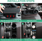 Car Console Side Seat Gap Organizer with Cup Holder, Black | Front Seat Organizer, Console Side Pocket, Cell Phone Holder, Coin Bucket, Car Storage Box, Universal Fits, Easy Installation - Image 5