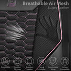 CAR PASS 3D Foam Mesh Leather Car Seat Covers Front Seats,Breathable Mesh Front Seat Covers for Women,Universal Fit for Cars SUV Truck Sedan Van Automotive, Armrest Airbag Compatible,Black and Pink - Image 4