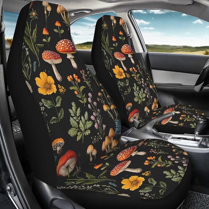 Mushroom Forest Car Seat Covers for Front Seats SUV Truck Van Sedans Bucket Seat Covers for Women Men, Mushroom Forest Washable and Breathable Car Accessories Seat Protector - Image 4