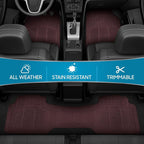 BDK ProLiner Car Floor Mats for Cars Trucks SUV 3pc All-Weather Burgundy | Heavy Duty Rubber Liners with Universal Trimmable Fit, Durable Waterproof Vehicle Auto Floor Mats Channels Burgundy Red - Image 3
